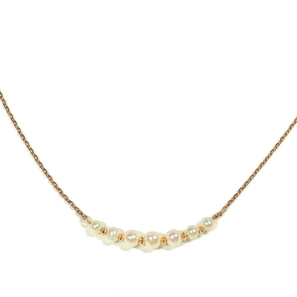 Auth Vendome Aoyama K10 Fresh Water Pearl Curve Rose Gold Necklace